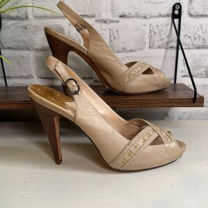 Cole Haan Nike Air Leather Open Toe Ankle Heels Size 8